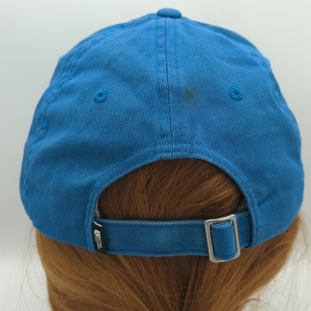 The North Face Hat Cap Horizontal Spell Out Logo Unisex Blue One Size Adjustable - Picture 6 of 16
